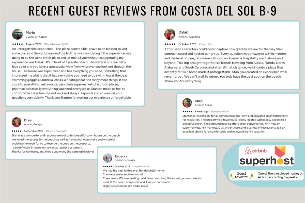 Recent reviews from happy guests show that you are in good hands!