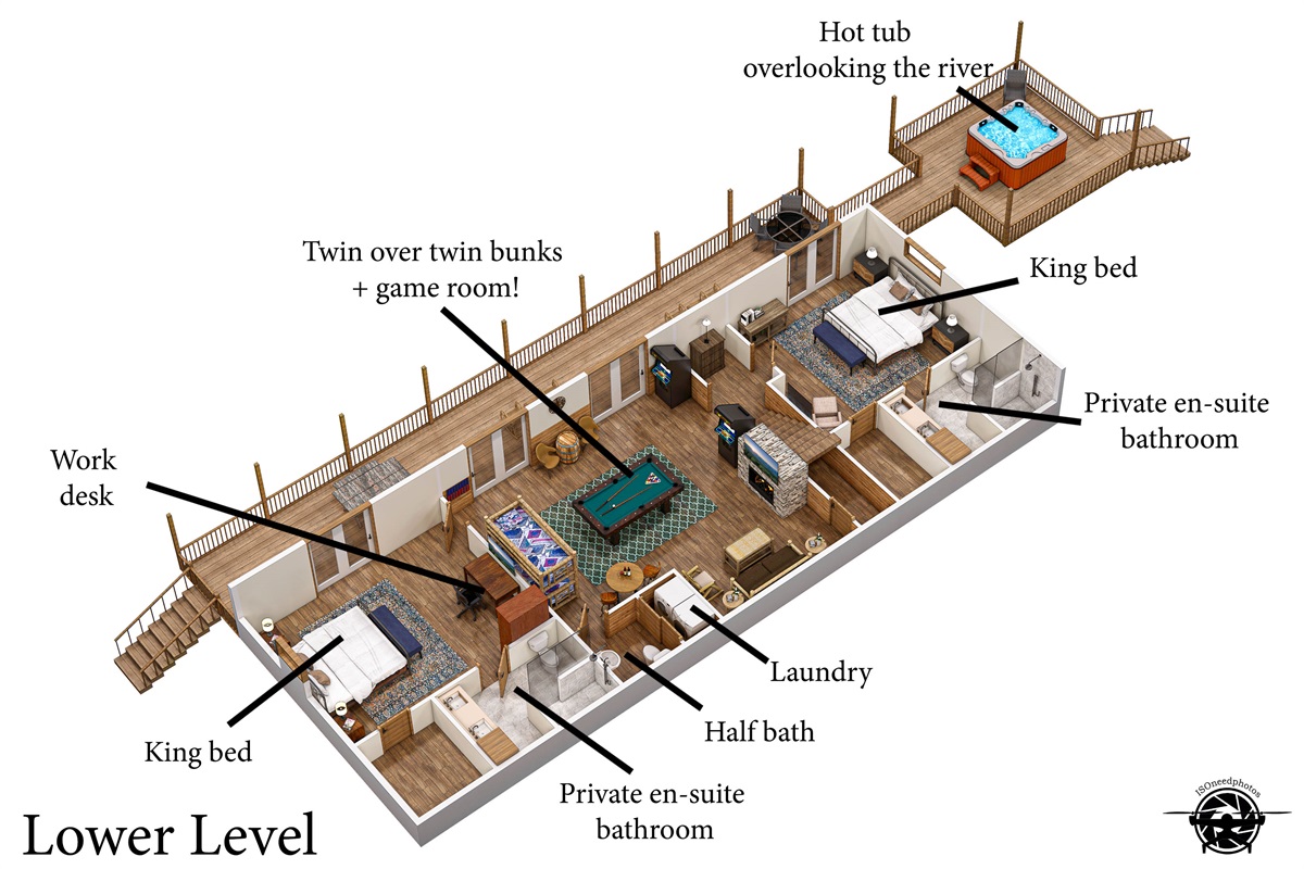 The lower level - the Fun Level!  Loaded game room and hot tub!