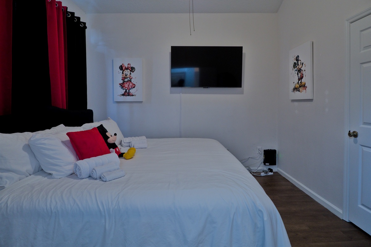 Mickey and Minnie room with king bed.