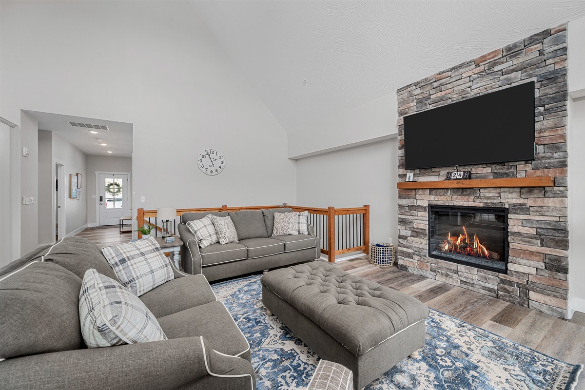 Lovely living room with gas fireplace