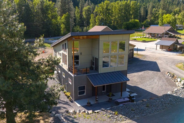 Drone view looking northwest.