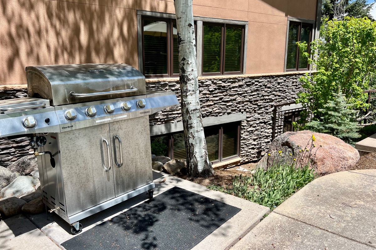 Enjoy barbequing on the poolside deck.  BBQ tools provided.