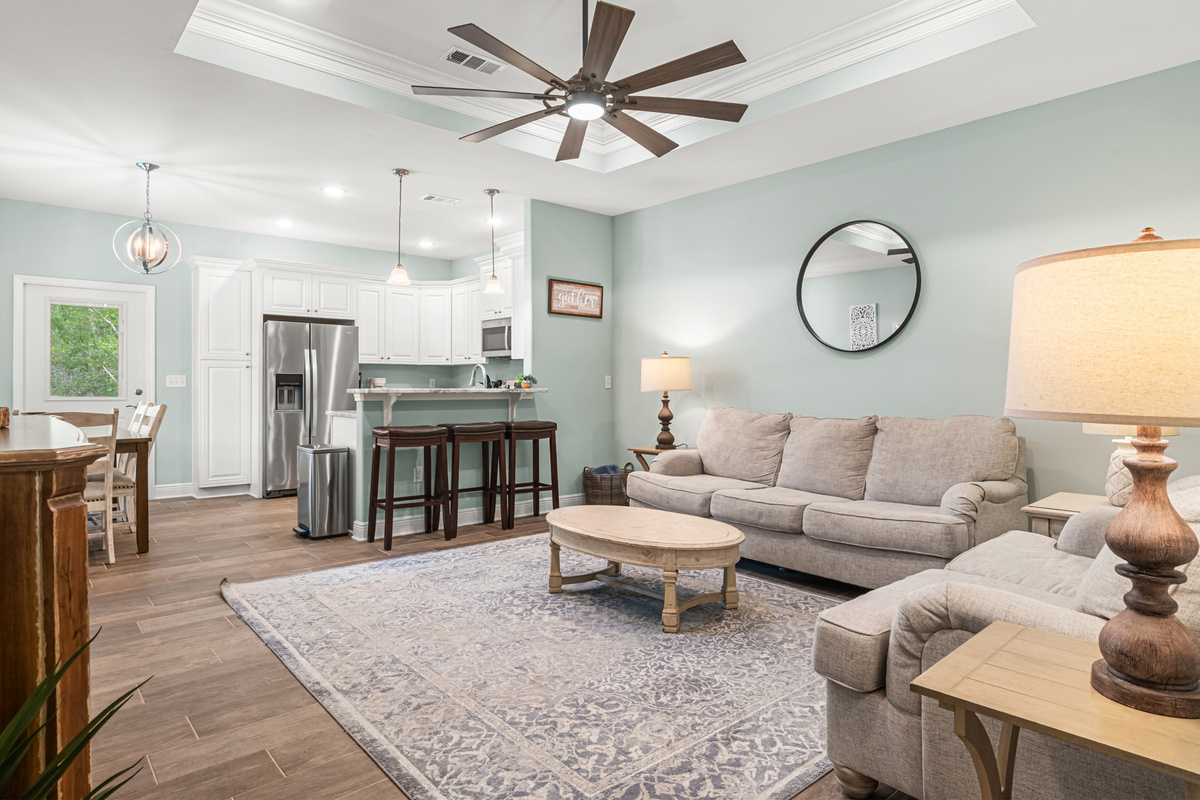 Spacious living and dining and kitchen area