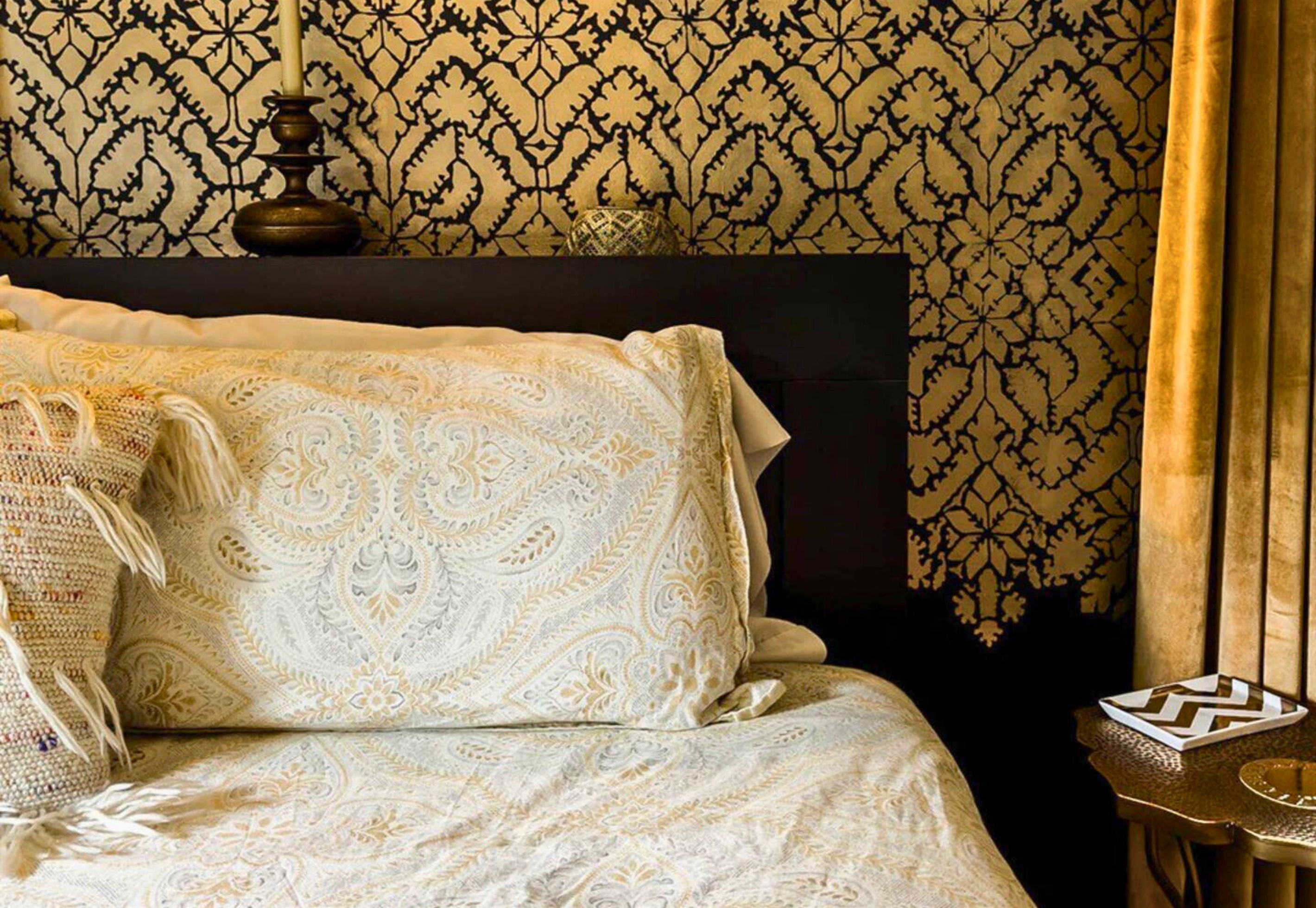 Dark Decor with Light Linens and Accents