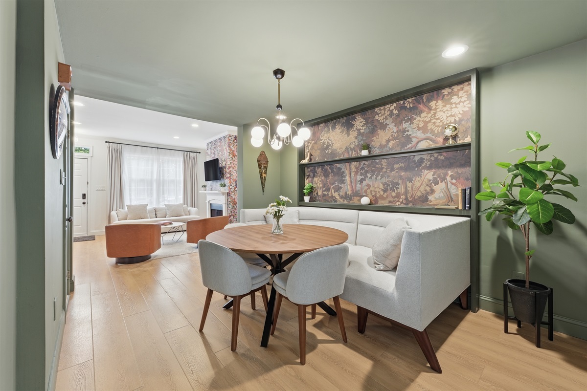 Open dining space flowing into the living room—perfect for gathering before or after a night out in DC