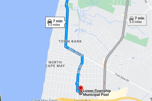 A quick 7-minute drive covering 3.3 miles to the Lower Township Municipal Pool. The convenient location ensures you are never far from local amenities and additional recreational options.