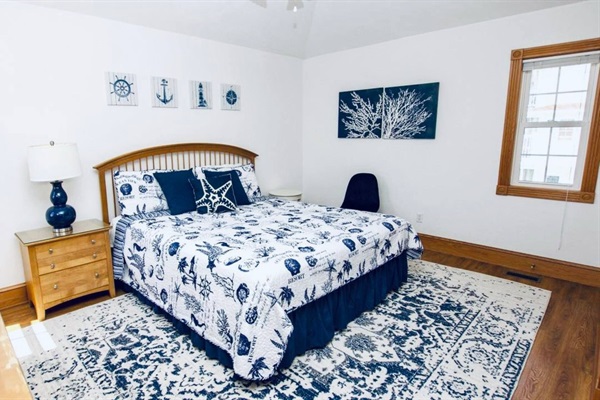 Bedroom  - King Master - Tranquil with a blue and white color scheme.