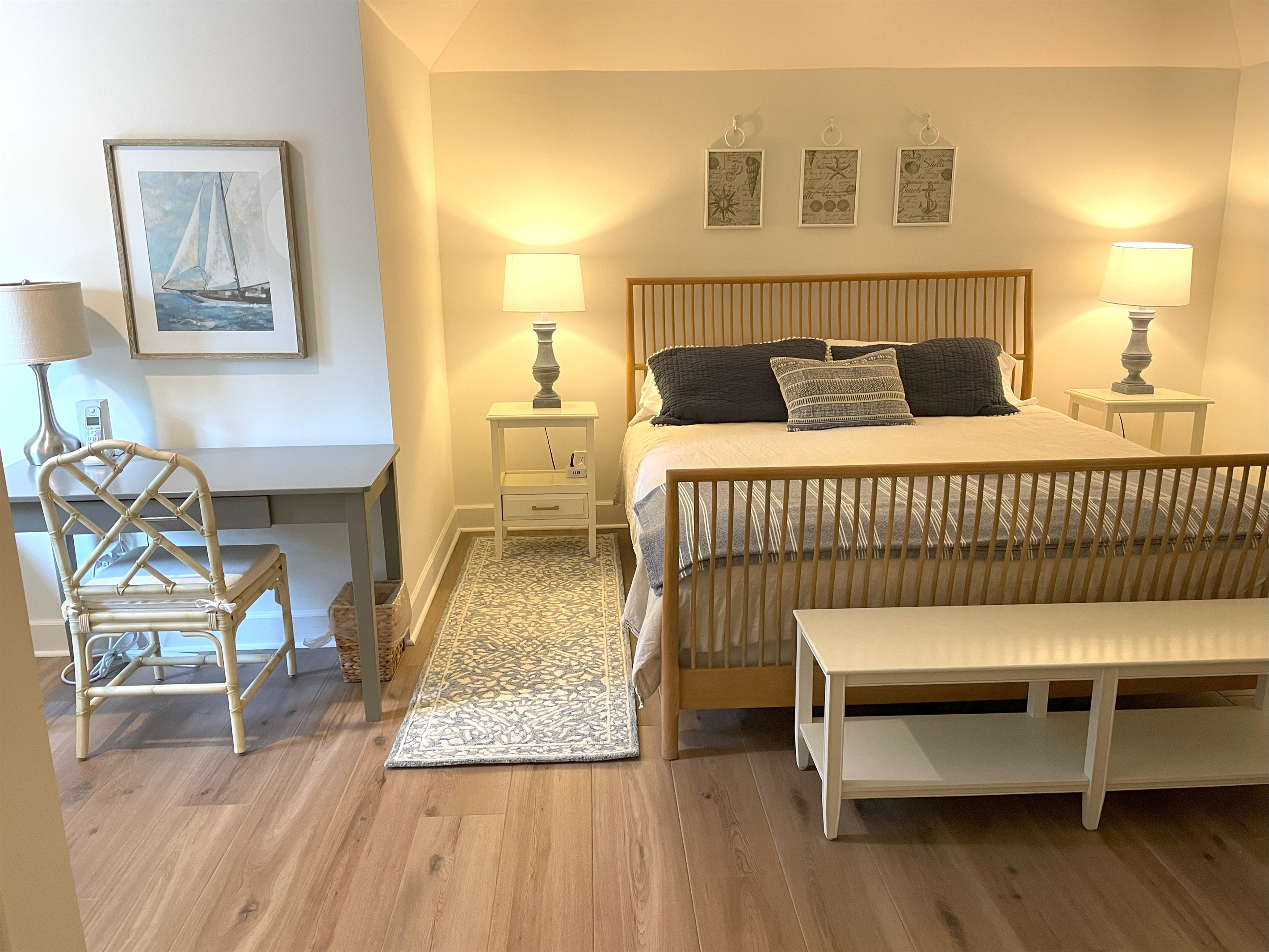 Upstairs king bedroom with desk