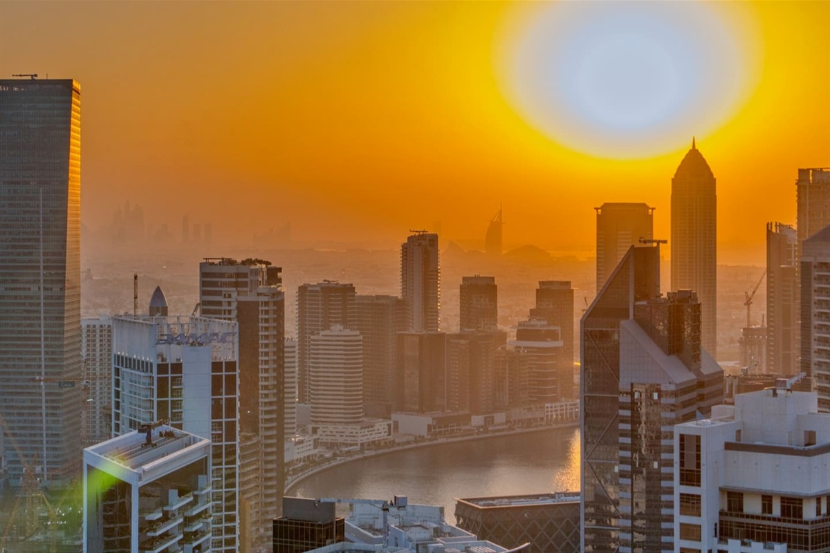 Panoramic view of the sunset from private balcony