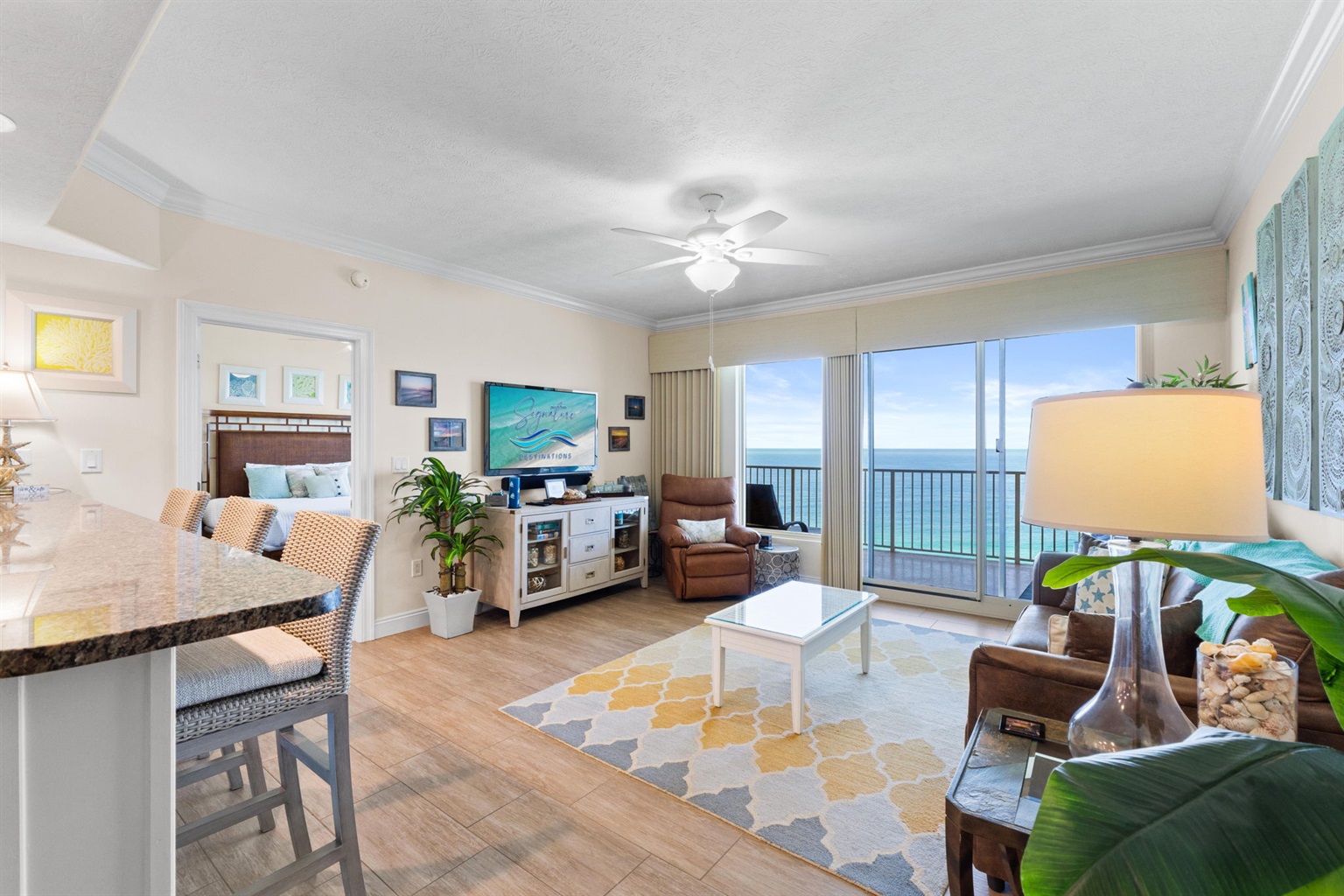 Living Room with Queen Sleeper Sofa and Amazing Beach Views