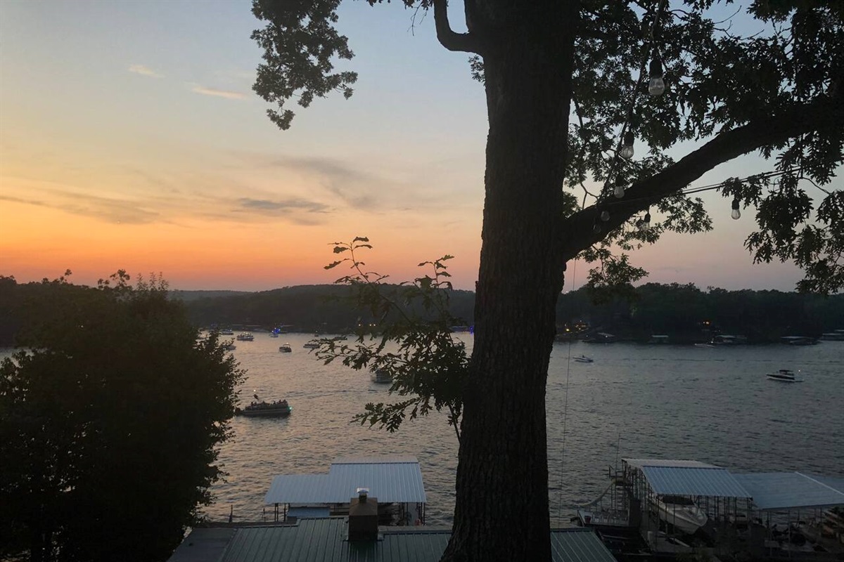 Beautiful sunset views from the Monkey Bar treetop deck. 