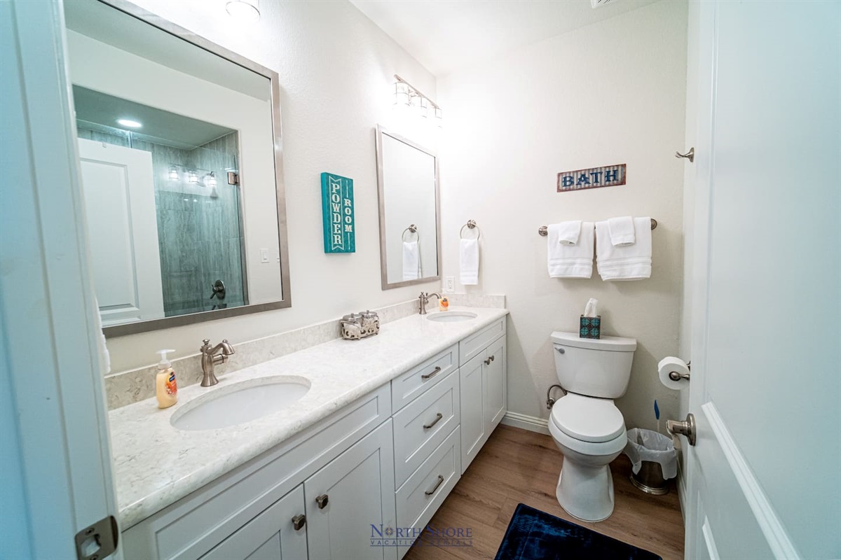 Double Vanity in Hall Bath