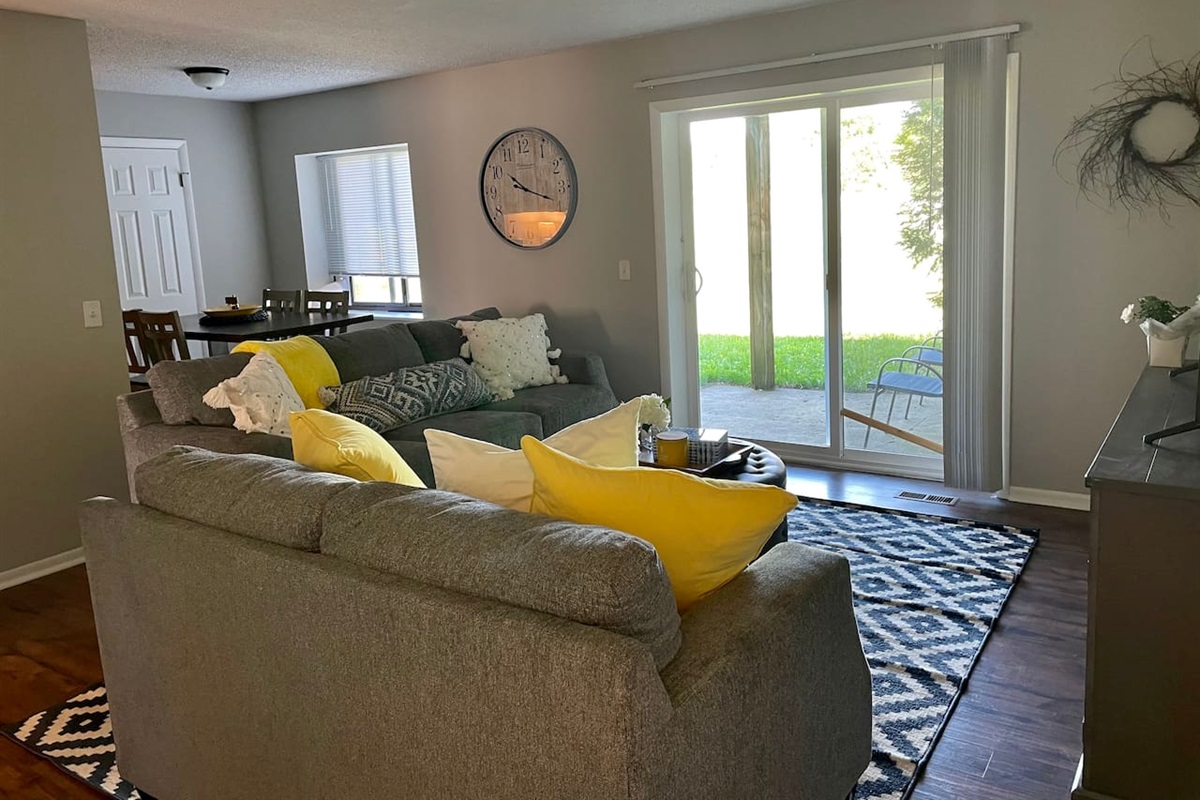 Living room access to private patio