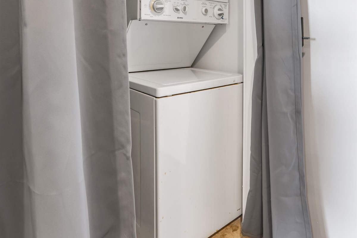 In unit Laundry washer and dryer for your convenience. This space also includes extra storage. 