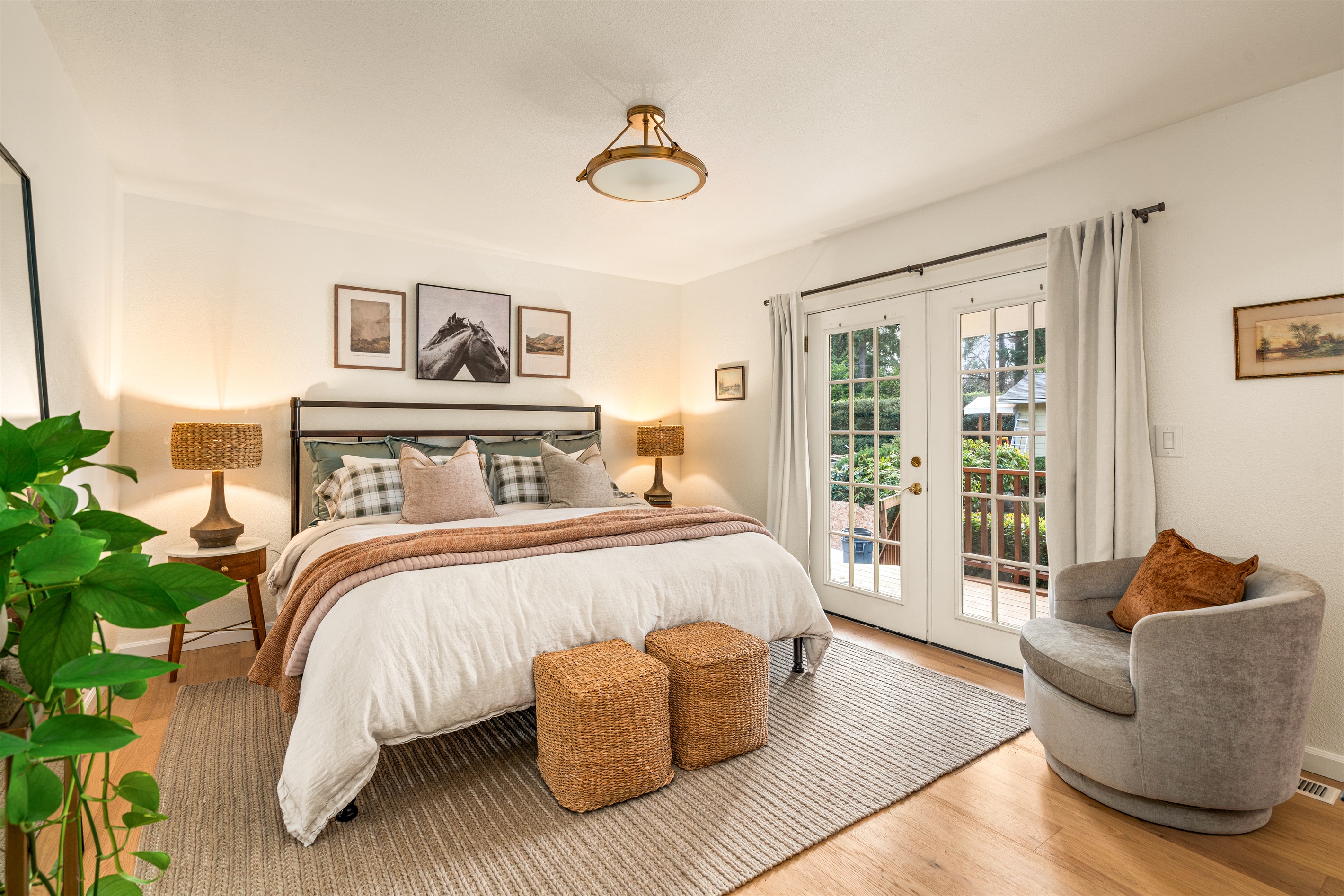 Primary suite: sink into deep sleep in luxurious sheets, down comforter with linen duvet, pillow menu for your custom comfort and soothing decor. You won't want to get out of bed! 