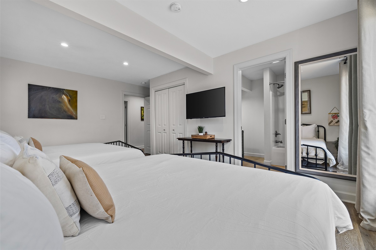 Harmony bedroom smart tv & full length mirror.