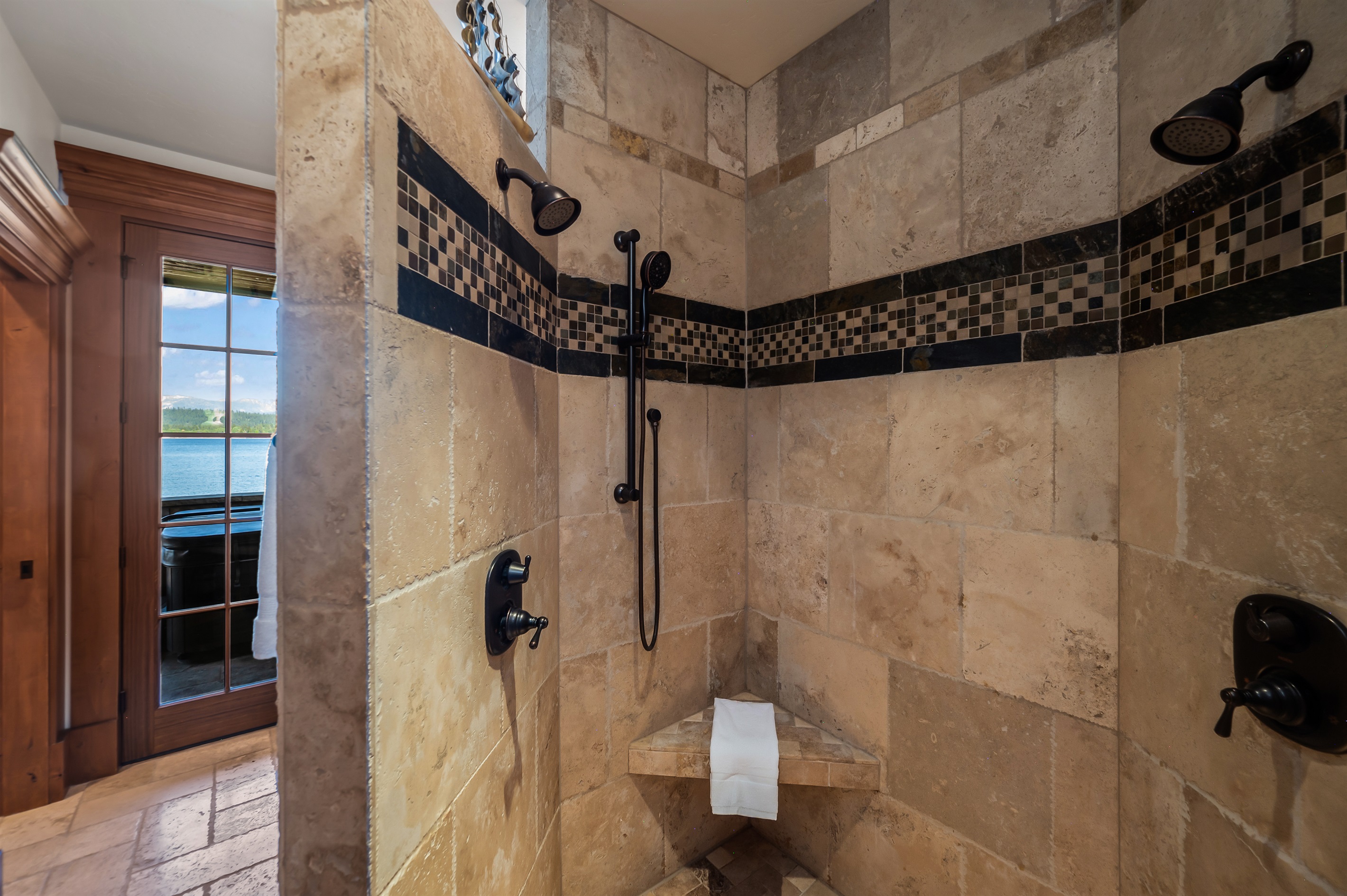 Primary Shower complete with two showerheads