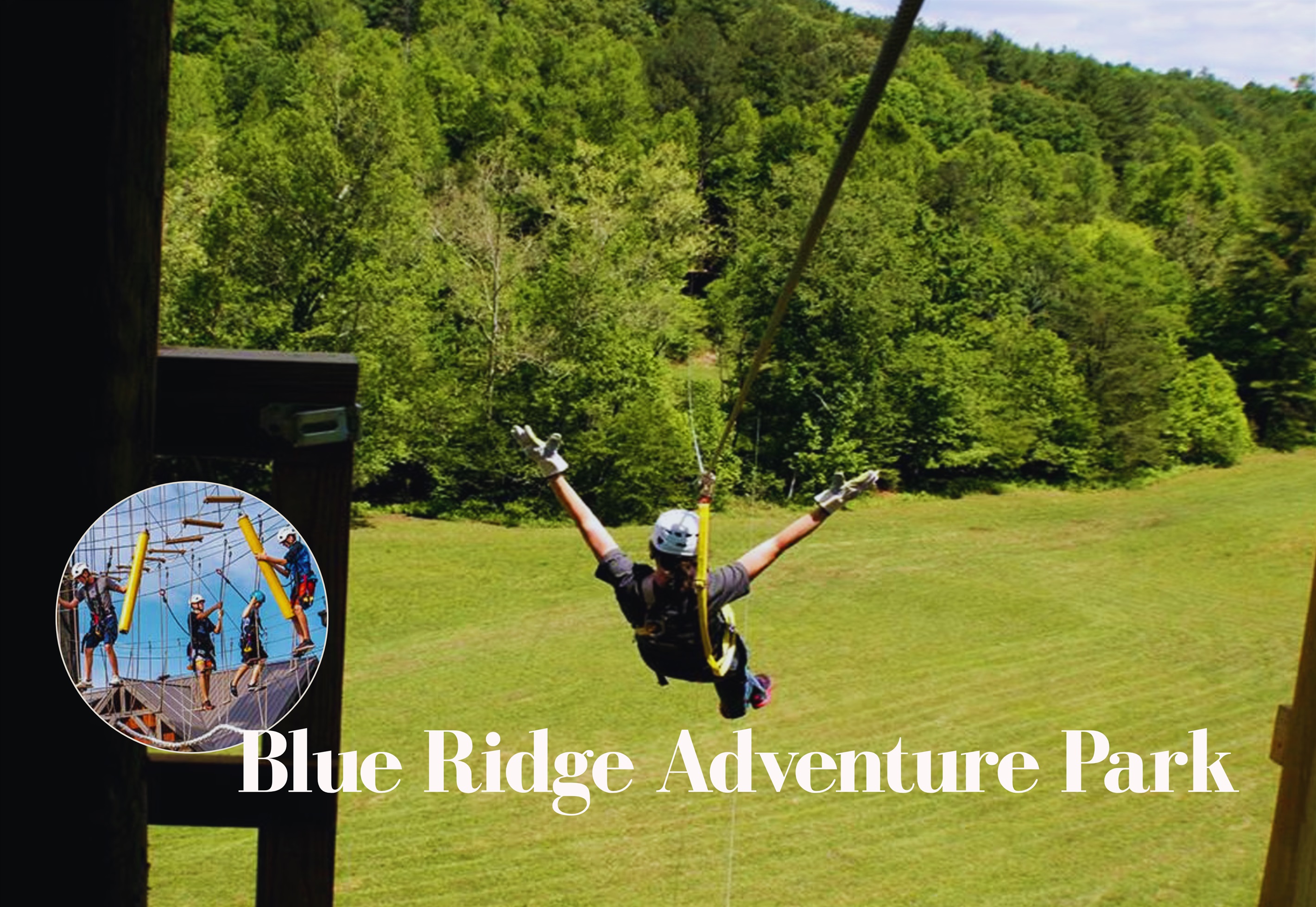 Soar through the treetops and conquer the ropes course at Blue Ridge Adventure Park!