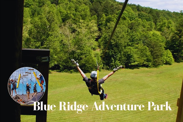 Soar through the treetops and conquer the ropes course at Blue Ridge Adventure Park!