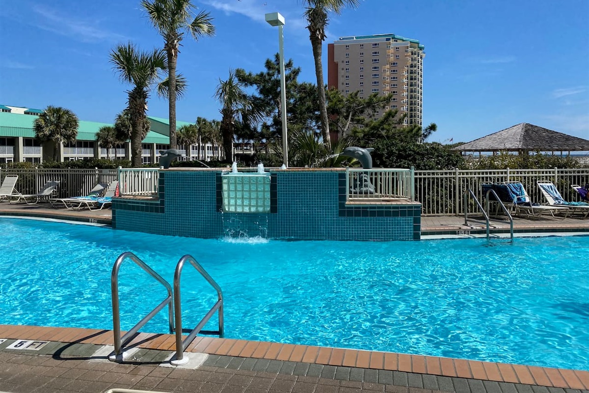 Close up view of the dolphin pool.