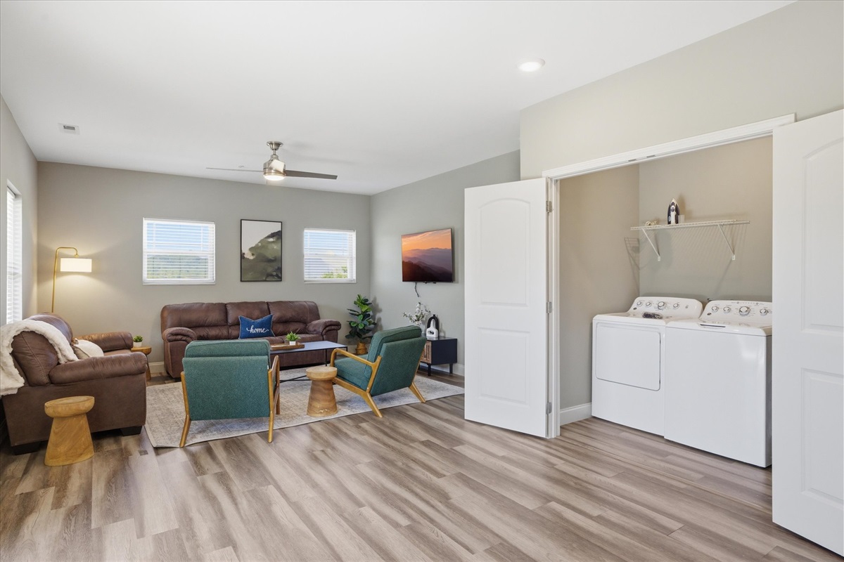 Tucked out of the way and easy to reach, the laundry setup in Unit 3 lets you reset without interrupting the flow of the space.