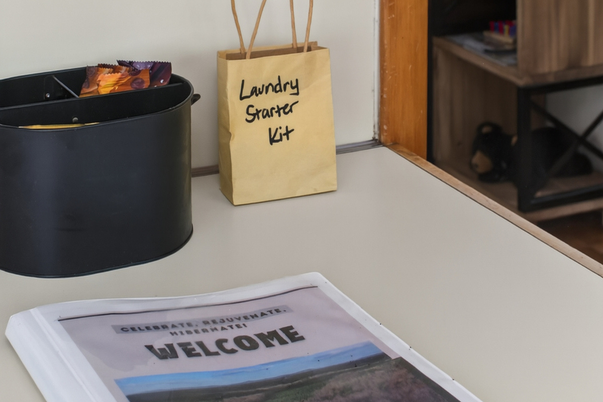 Welcome Station: Thoughtful touches like snacks and laundry essentials greet you upon arrival!