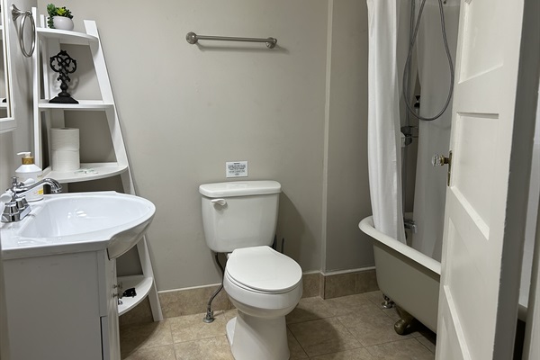 Bathroom #1 with clawfoot tub, wide view