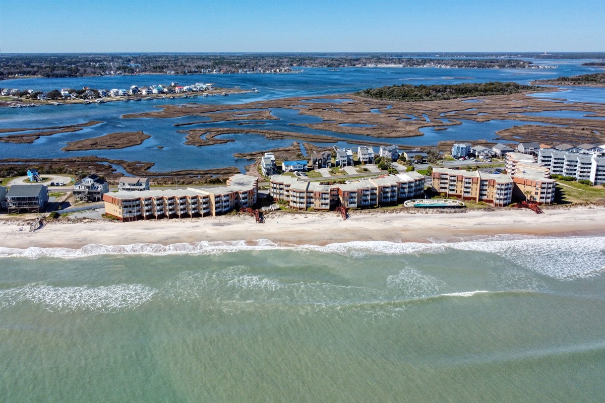 Steps to the beach, sound views in back