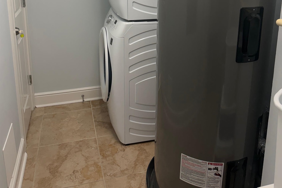 In-unit washer and dryer for easy, stress-free vacation living with new full size washer and dryer.