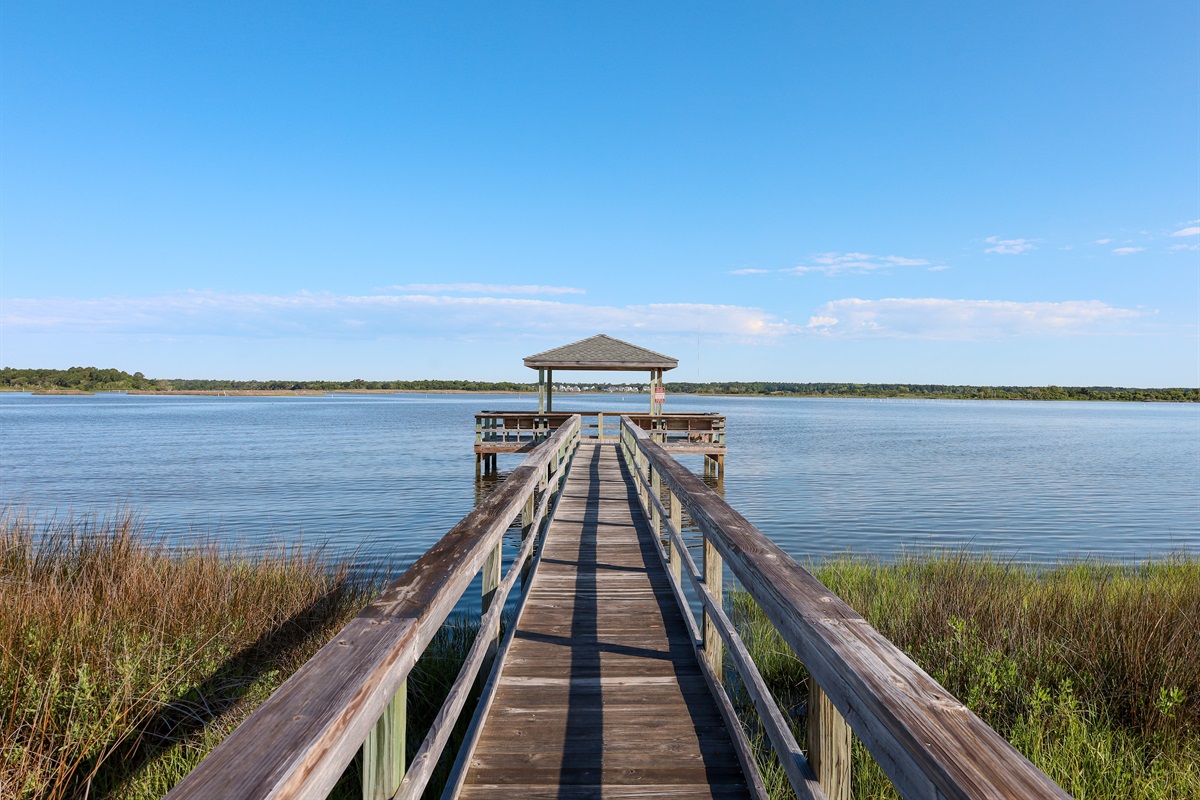 Wooden pier leading to the sound