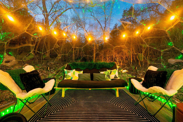 Experience a bit of "glamping" in a unique transparent dome surrounded by nature’s beauty! Note: Futon expands into full-size bed (linens are provided for lounging or even sleeping under the stars!)