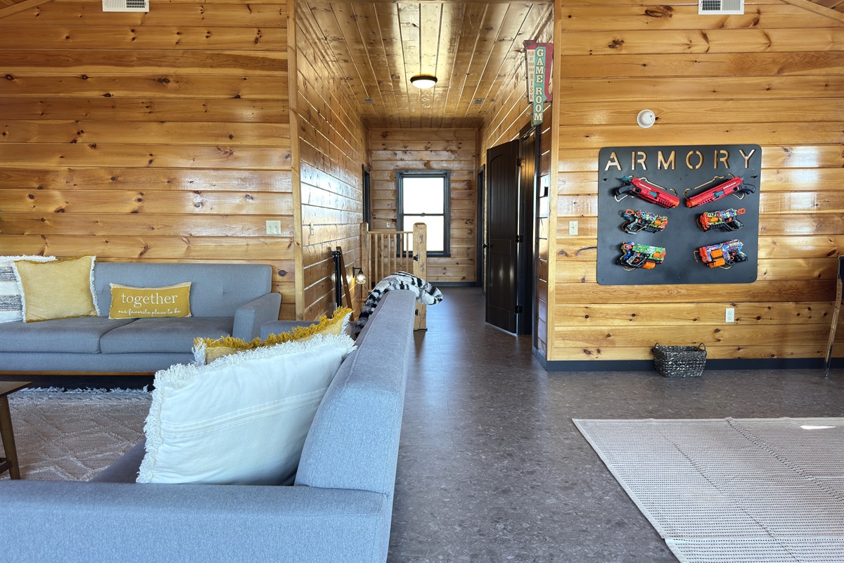 Upstairs game room & living area