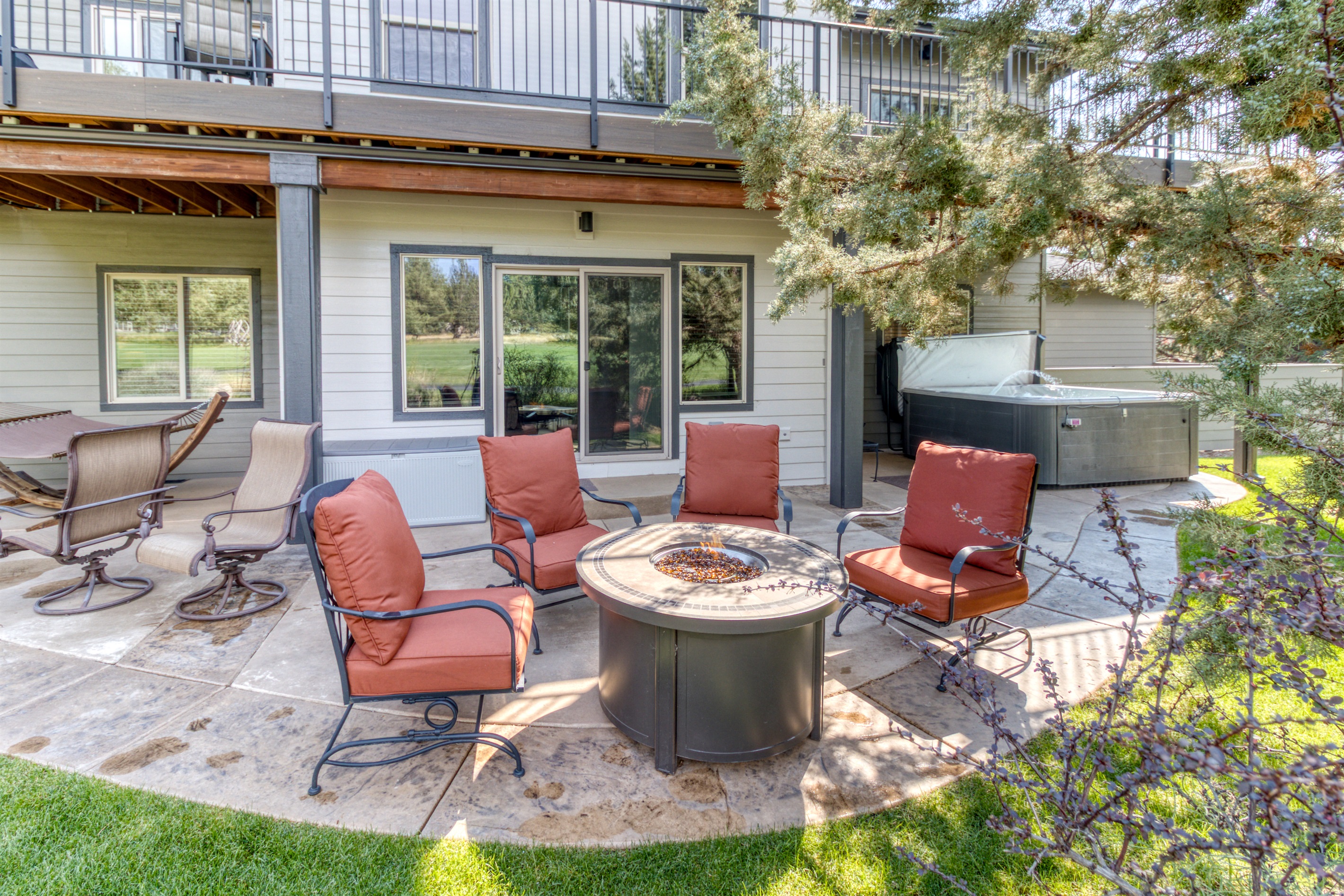 Relax by the fire with fairway views and a glass of wine.