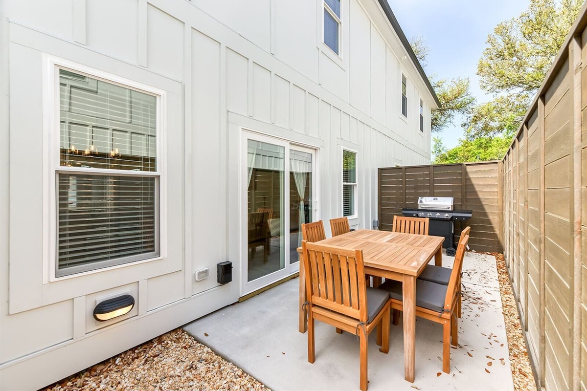 Cozy outdoor seating area just steps from the home.