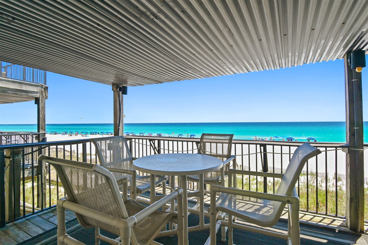 This BEACHFRONT Townhomes features Big Gulf Views from 3 Patios, the Living Rooms, and the Master Bedroom - Come Relax!