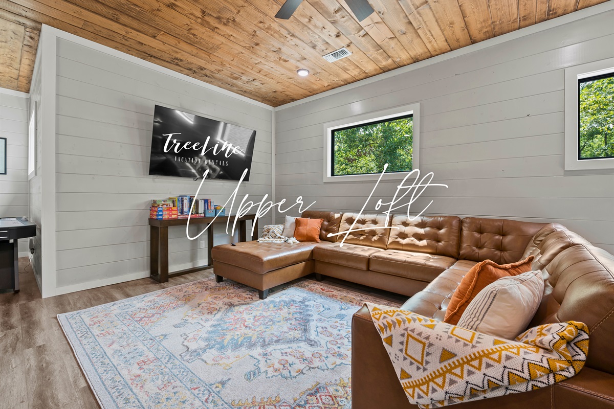 Our upper loft is your laid-back lounge for leisurely afternoons or a quiet evening in—snuggle up and enjoy the serenity.