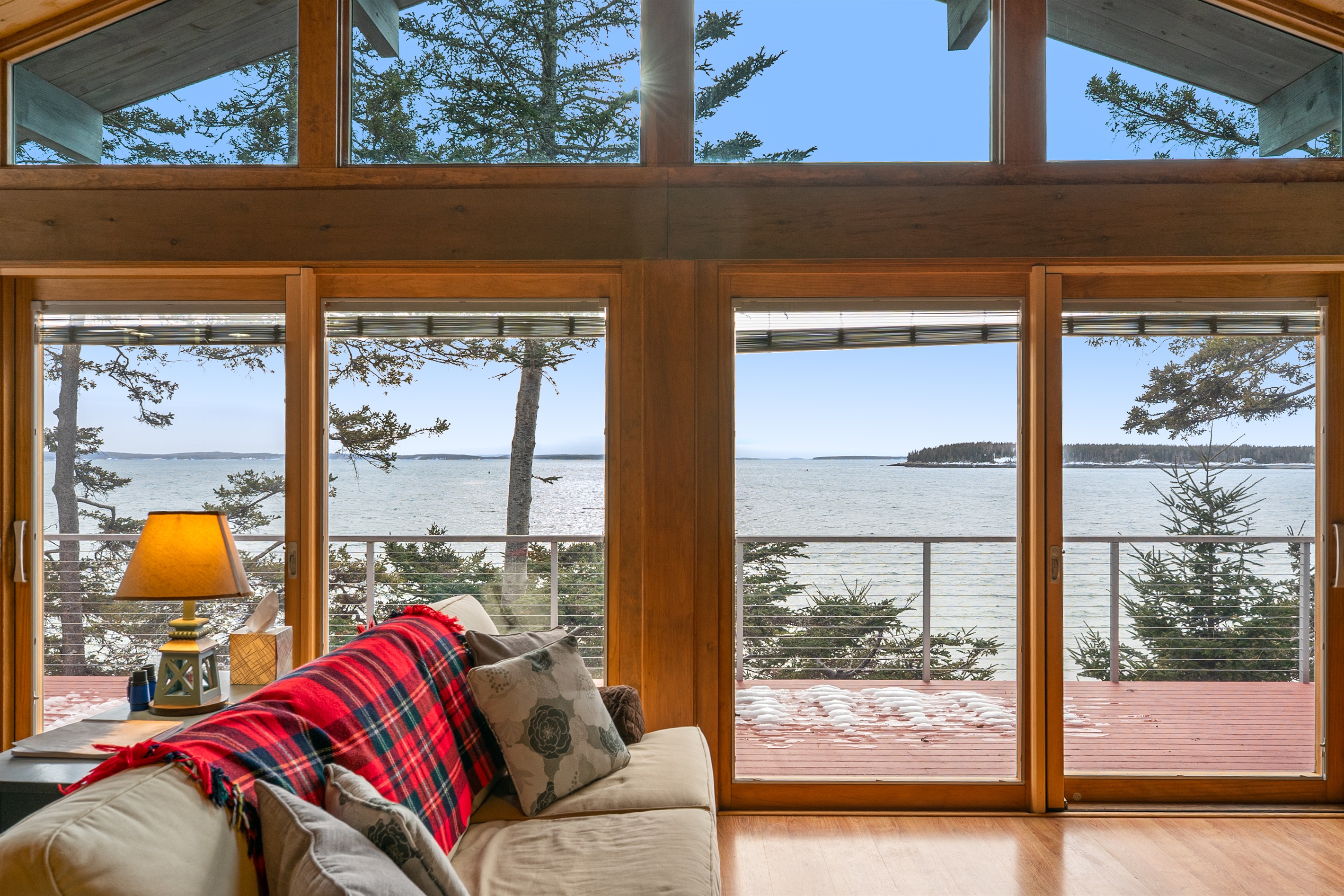 The entire front of the cottage looks over Bass Harbor and the stunning Atlantic Ocean