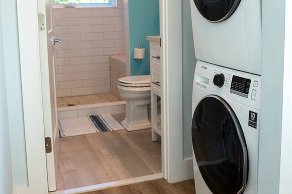 Convenient in-unit washer and dryer for guests.
