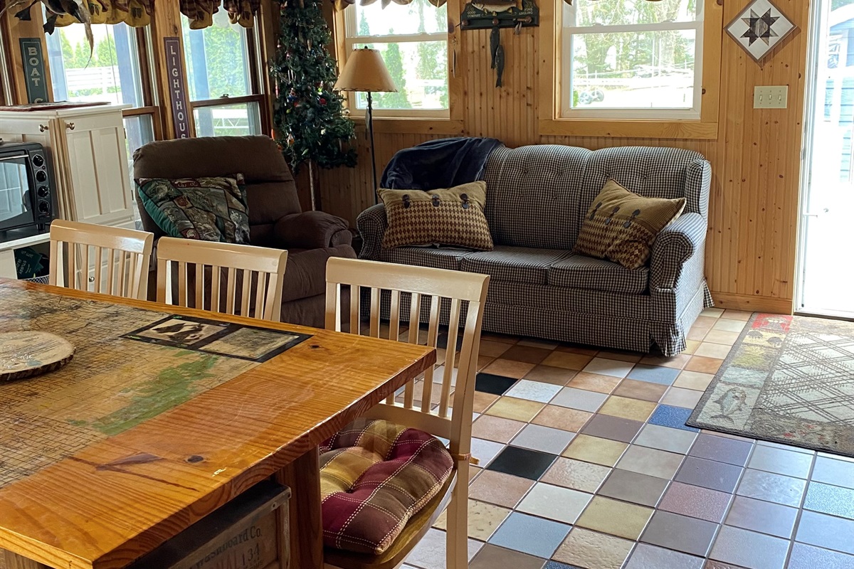 Cozy living room and kitchen combination