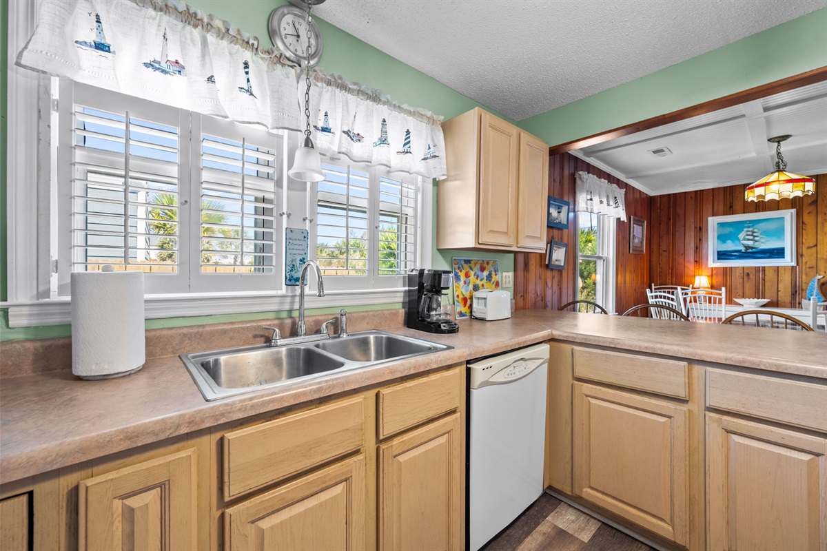 Kitchen area full of natural light!