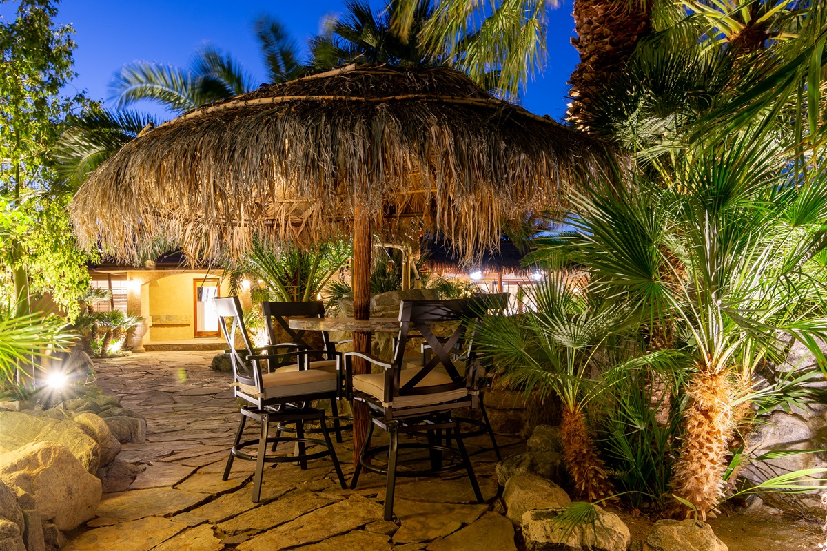 Tropical-style palapa seats 4