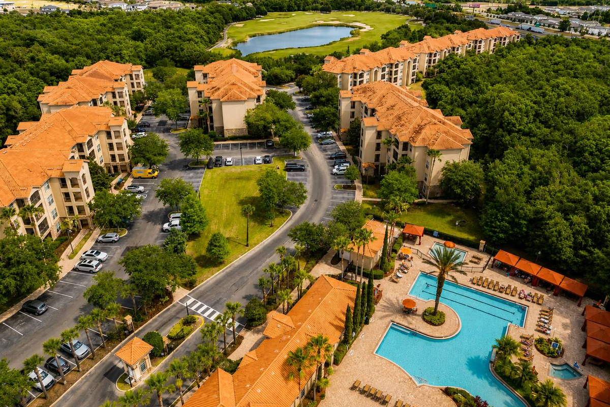 Stunning aerial view showcasing the resort’s scenic beauty.