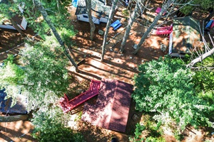 Aerial view of cabins