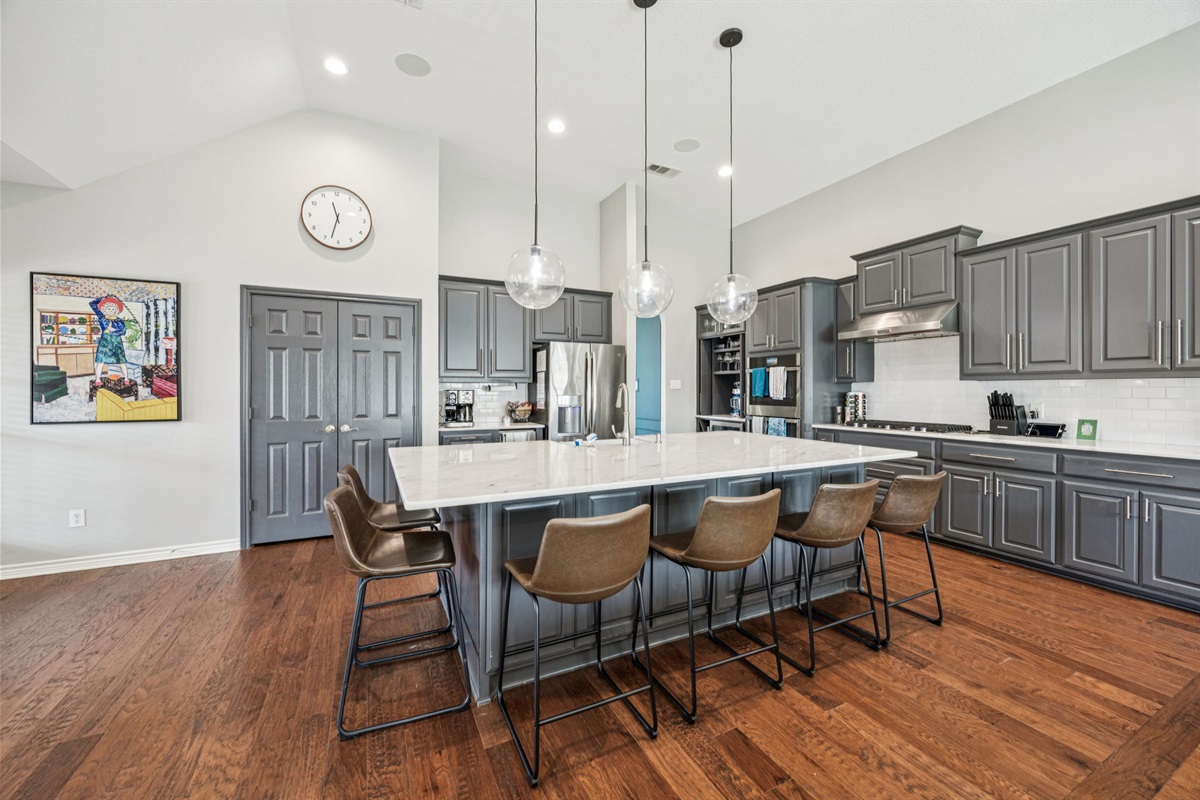 Bright, inviting space for family meals or casual snacks.