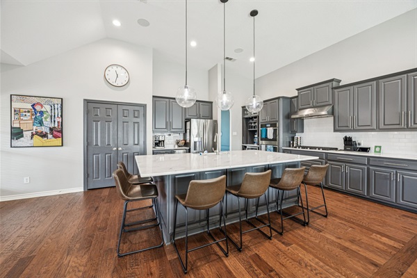 Bright, inviting space for family meals or casual snacks.