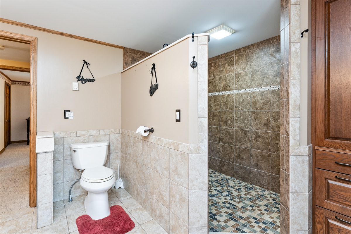 Upstairs full bathrooms with walk in shower
