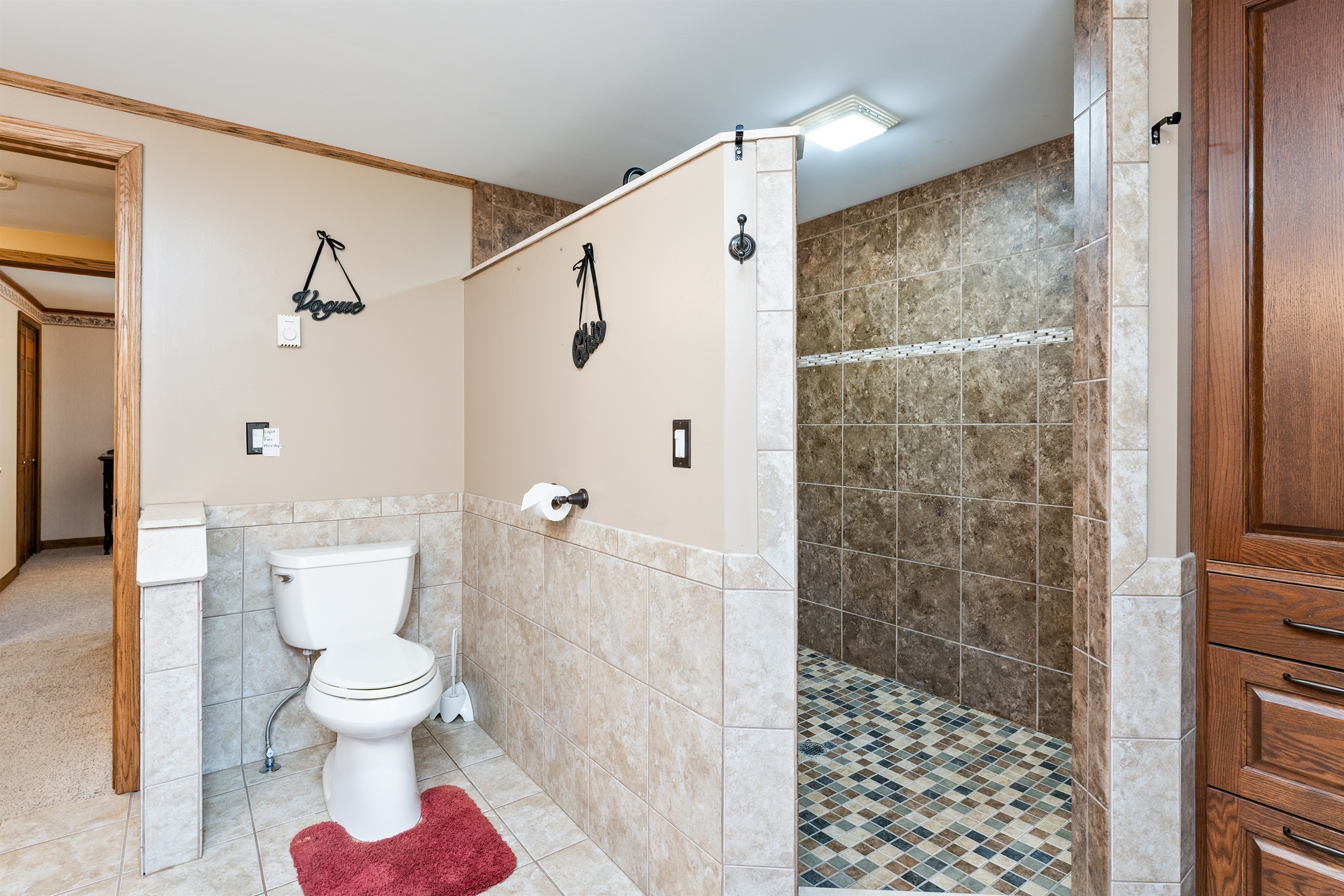 Upstairs full bathrooms with walk in shower