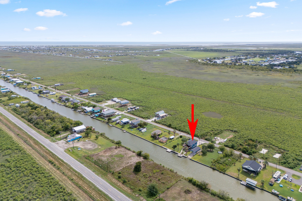 Ariel footage showing location of home on Canal.