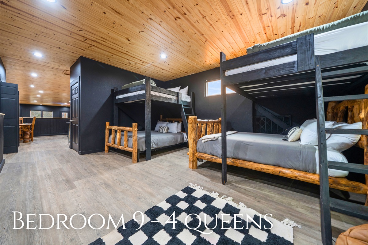 The bunk room is perfect for kids or groups, with sturdy built-in bunks and plenty of space for late-night laughter.
