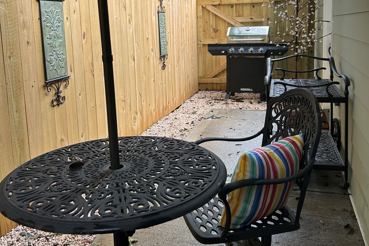 Outdoor seating with grill